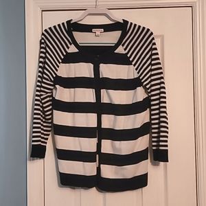 Navy and white striped cardigan